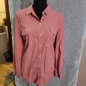 Old Navy Tops | Old Navy Women's Long Sleeve Button Down Linen Shirt Top Pink